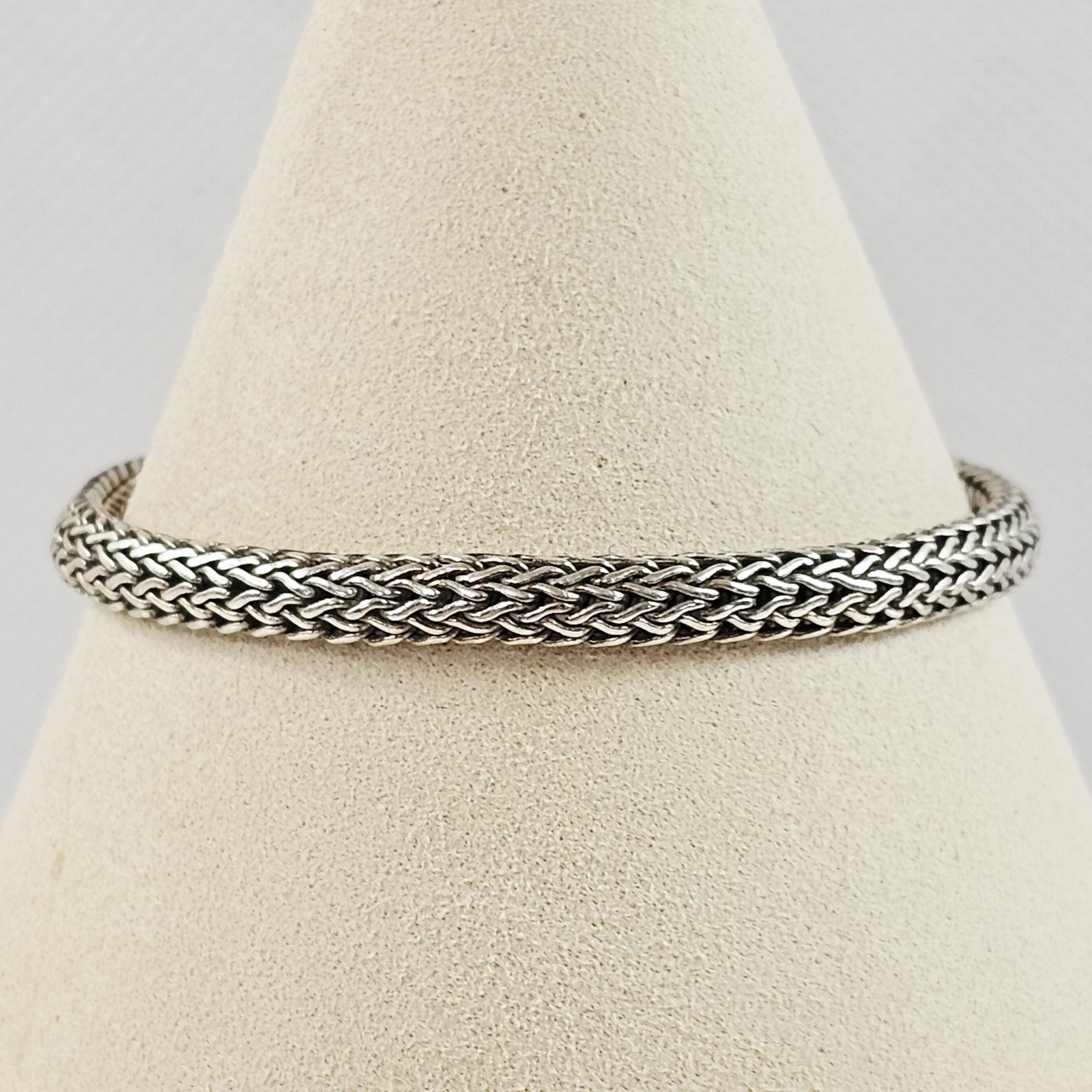 John Hardy Sterling Silver 925 Woven Wheat Bracelet 5mm Size Medium 7 1/4″
