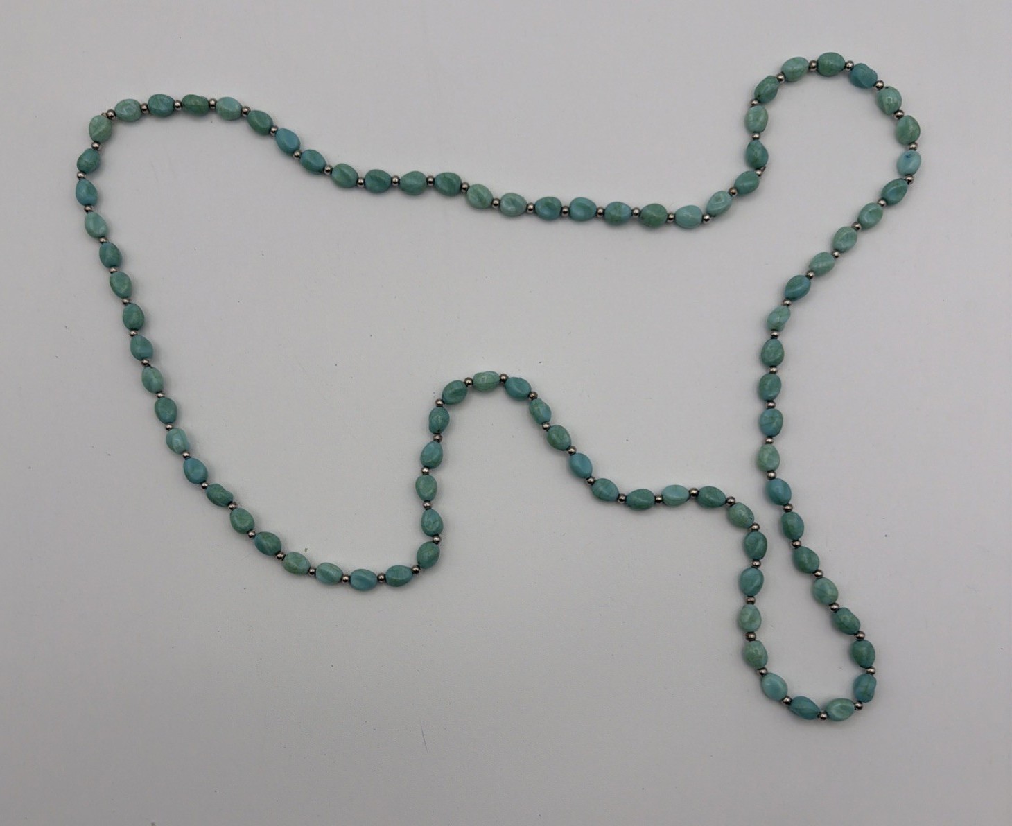 4 Pc Beaded Necklace Lot Blue White Green Black Glass Acrylic Mixed Styles