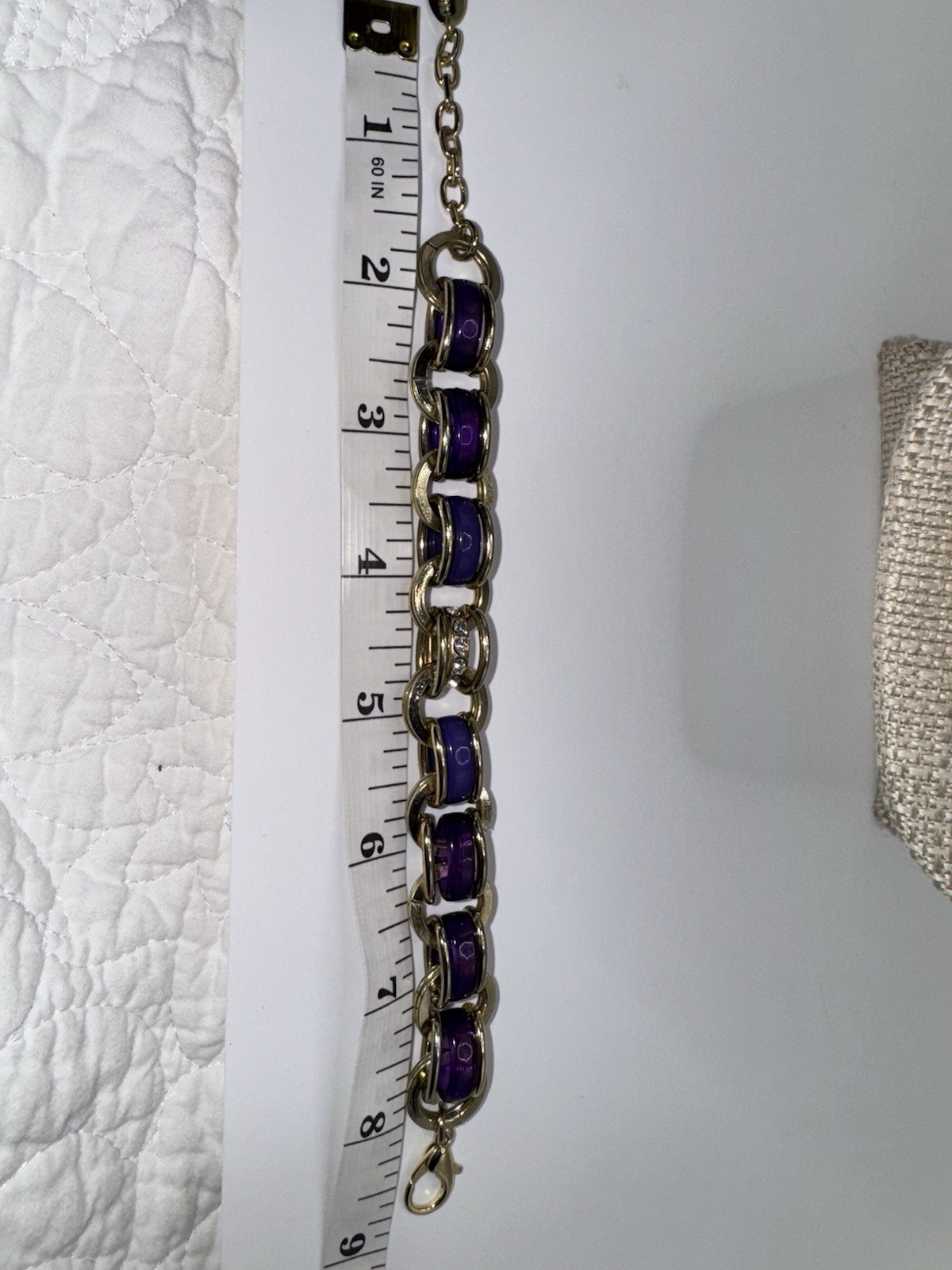 Vintage Coldwater Creek Gold Tone Purple Enamel Necklace & Bracelet Set