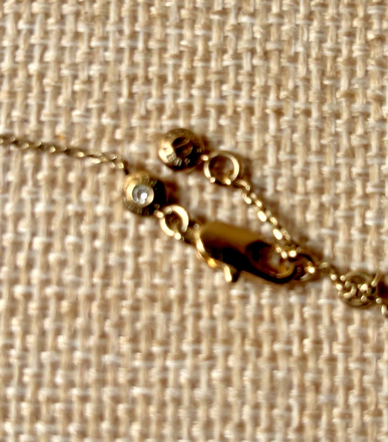 Vintage Henri Bendel Necklace w/ Bezel Set Rhinestones Crescent 17-19”