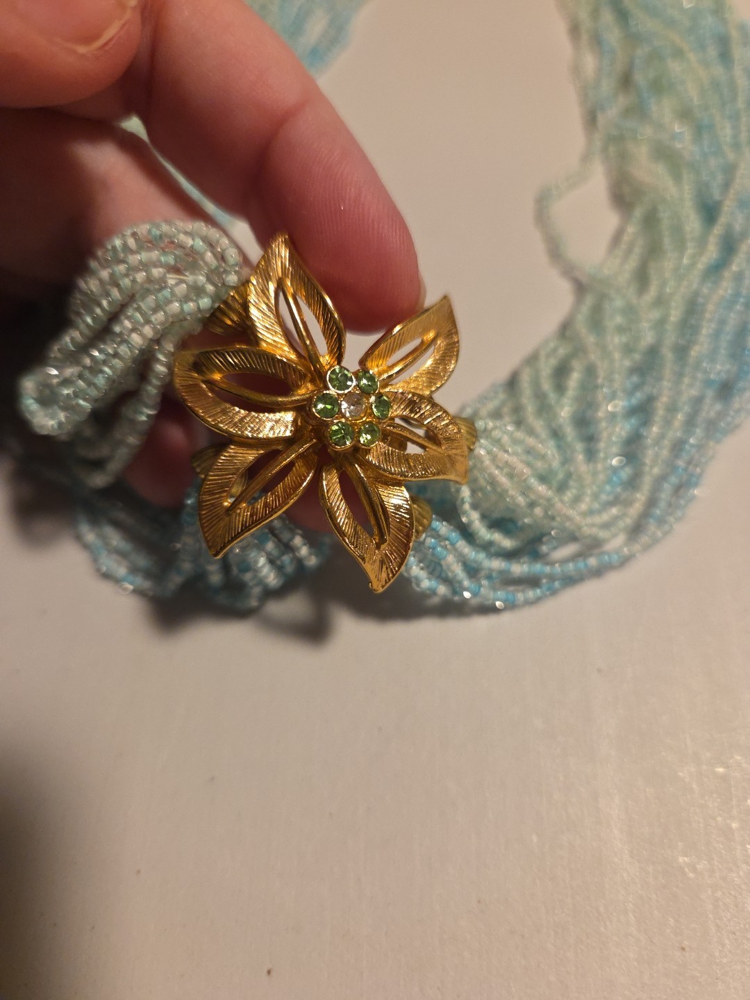 BeautifulVintage Aqua Beaded Necklace And Clip Earrings