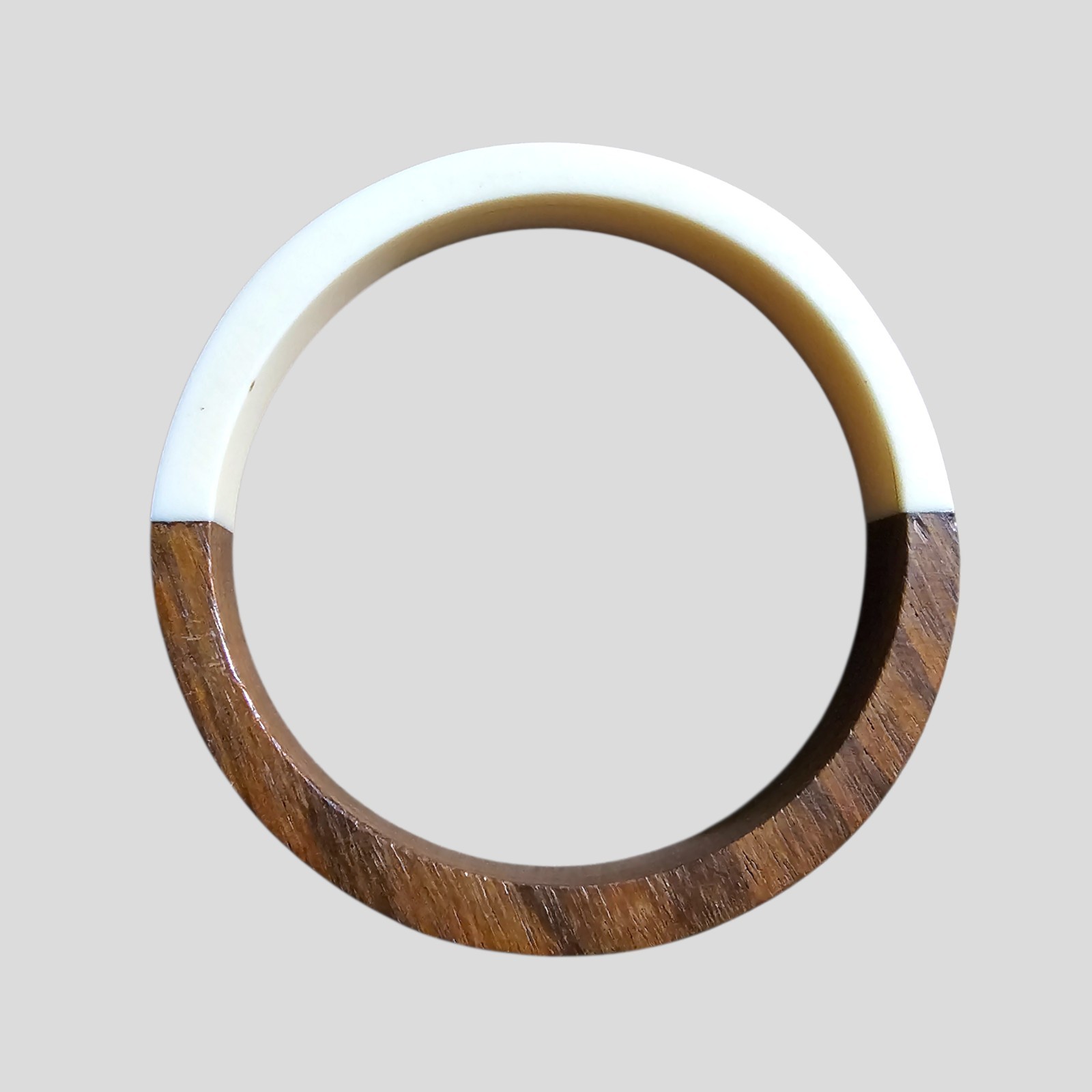 2 Mid Century Bangles Cuff Wood and Lucite White Black 1960s Bracelet Modernist