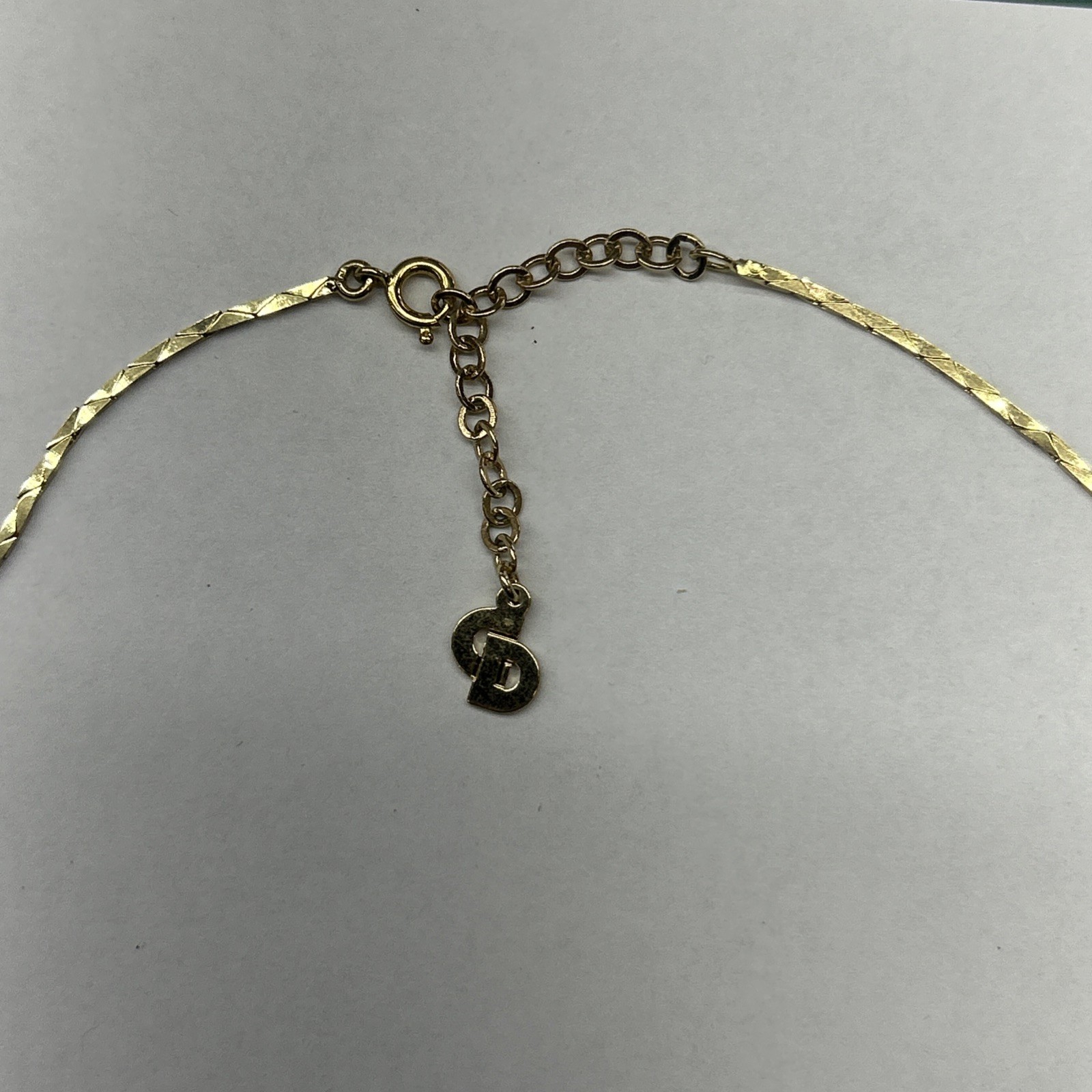 Christian Dior Crystal Baguette Necklace Gold Tone Purple Stone 15-17”