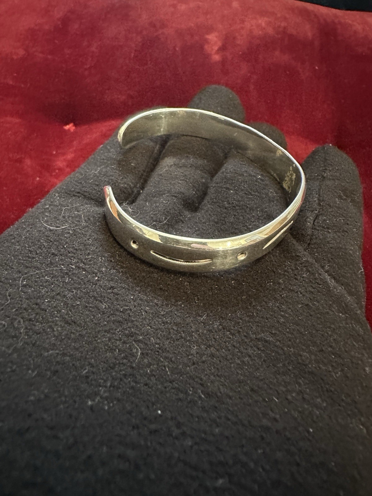VTG Mexico Sterling Silver Modernist Cutout Cuff Bracelet Signed Mexico 21.4g