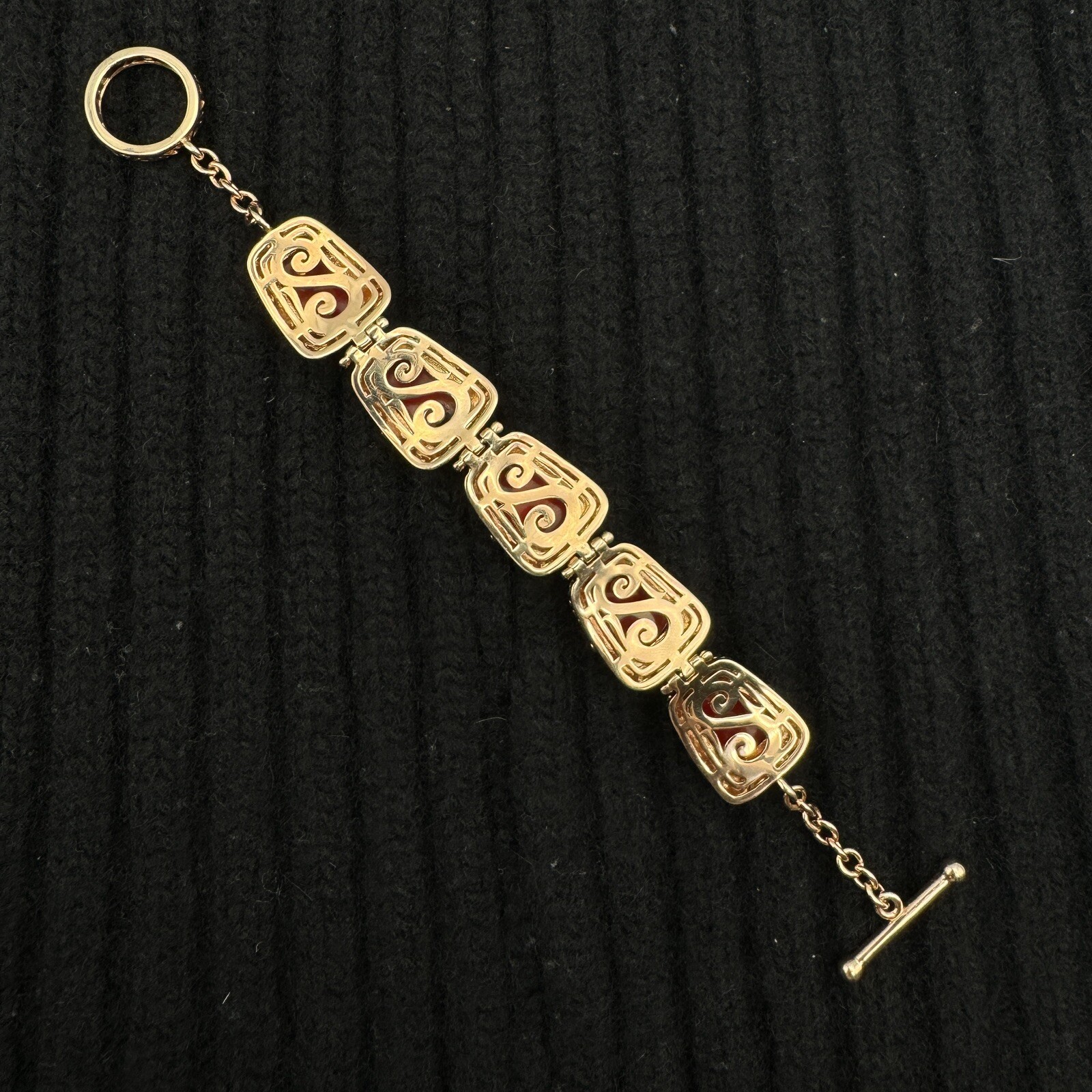 Vintage Sterling Natural Red Coral Bracelet Rose Gold Plated BBJ JZ China 925