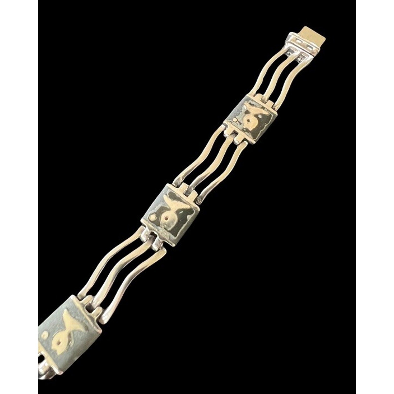 Los Castillo Taxco Mexico Sterling Silver Onyx Onix Negro Pisces Bracelet