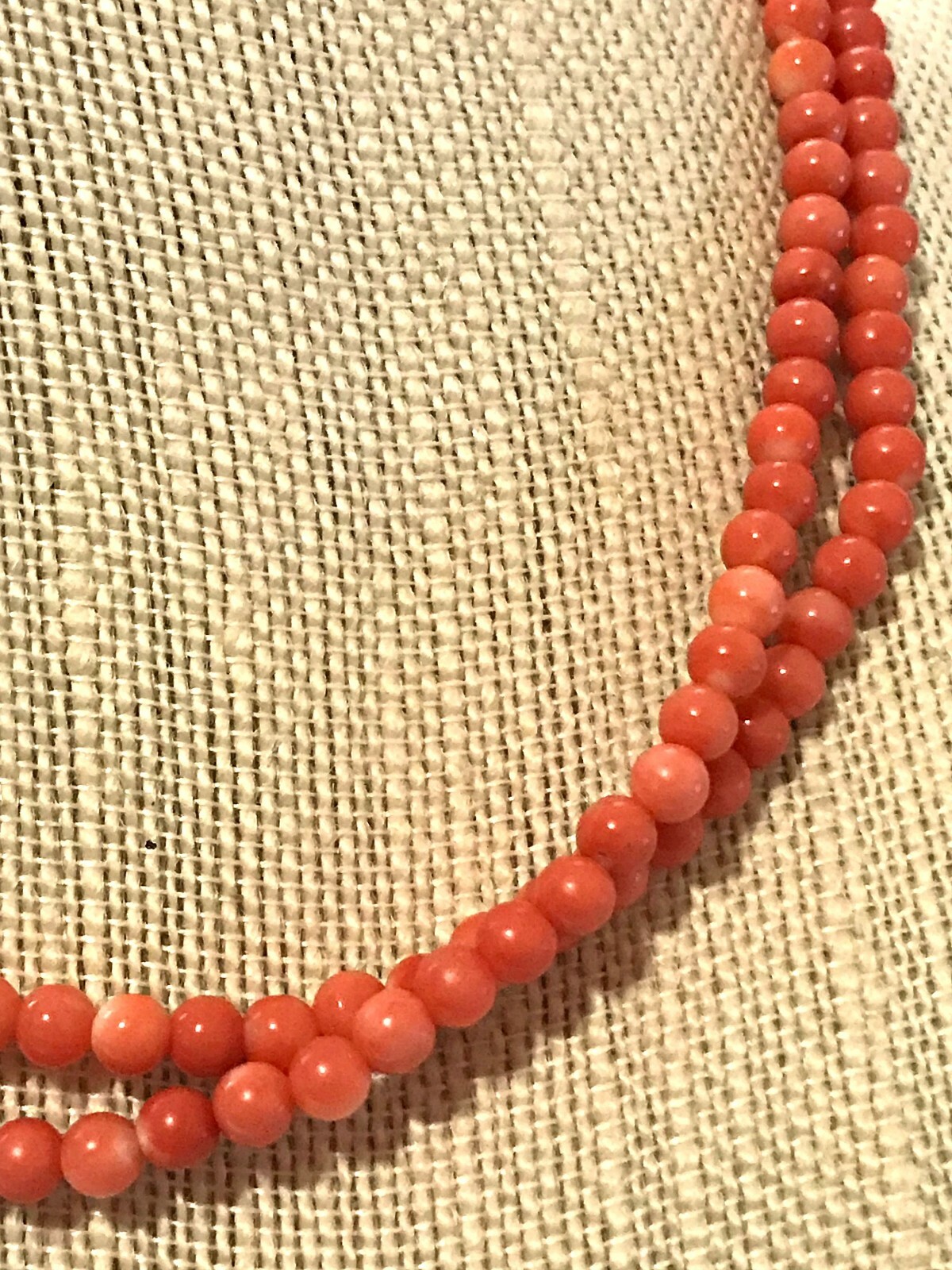5mm Genuine Natural Pink Red Coral Beads Necklace in Silver Setting 78cm 29 gms