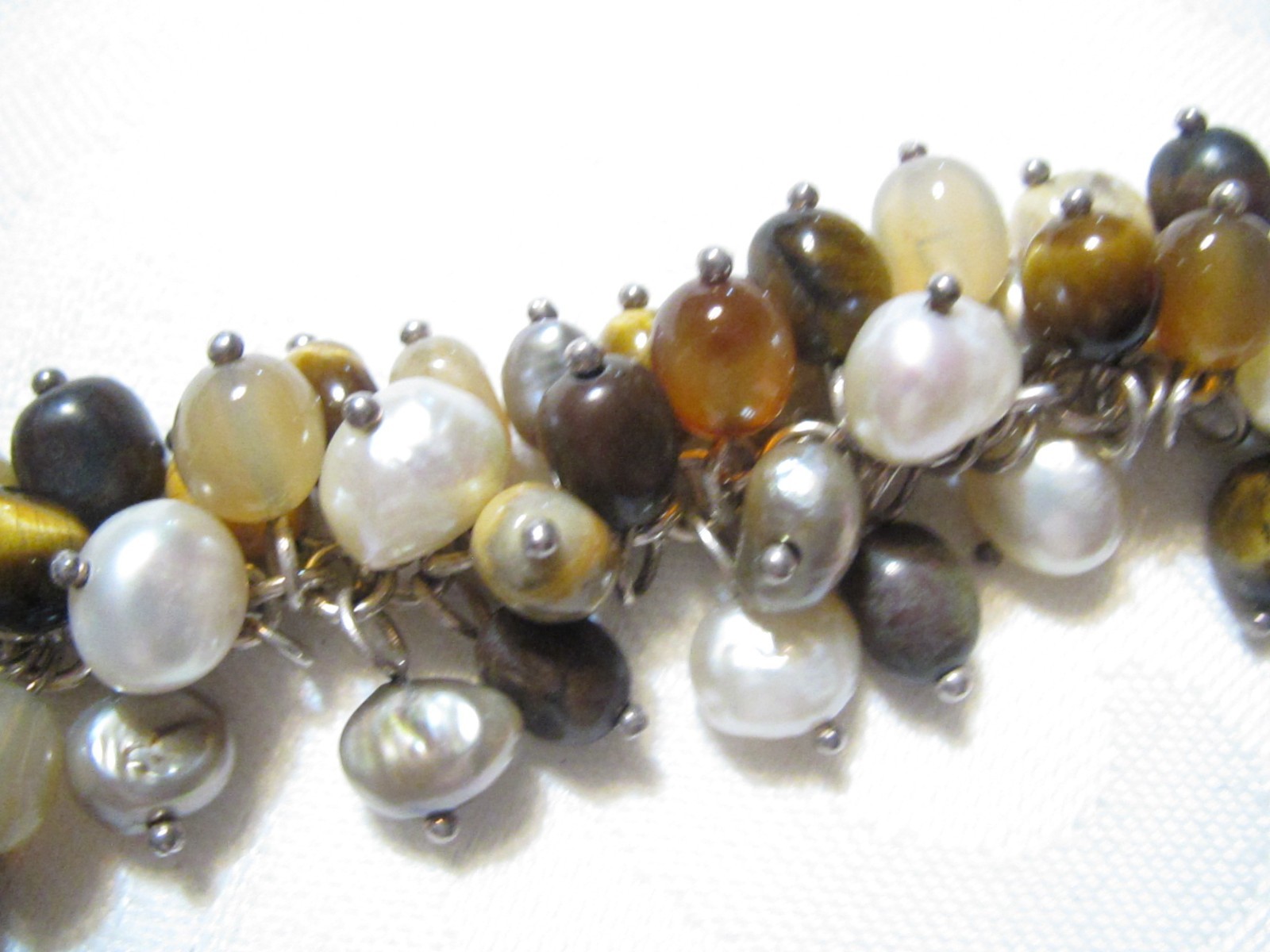 VINTAGE WHITNEY KELLY STERLING SILVER GEMSTONES & PEARLS TOGGLE BRACELET-65 GR.