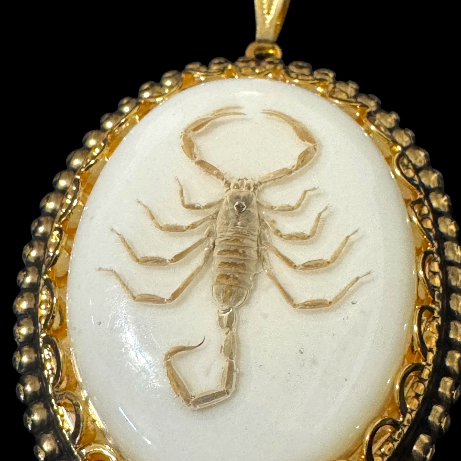 Vintage Real Scorpion Pendant Chunky Oval Scorpio Witchy Punk Goth Arachnid