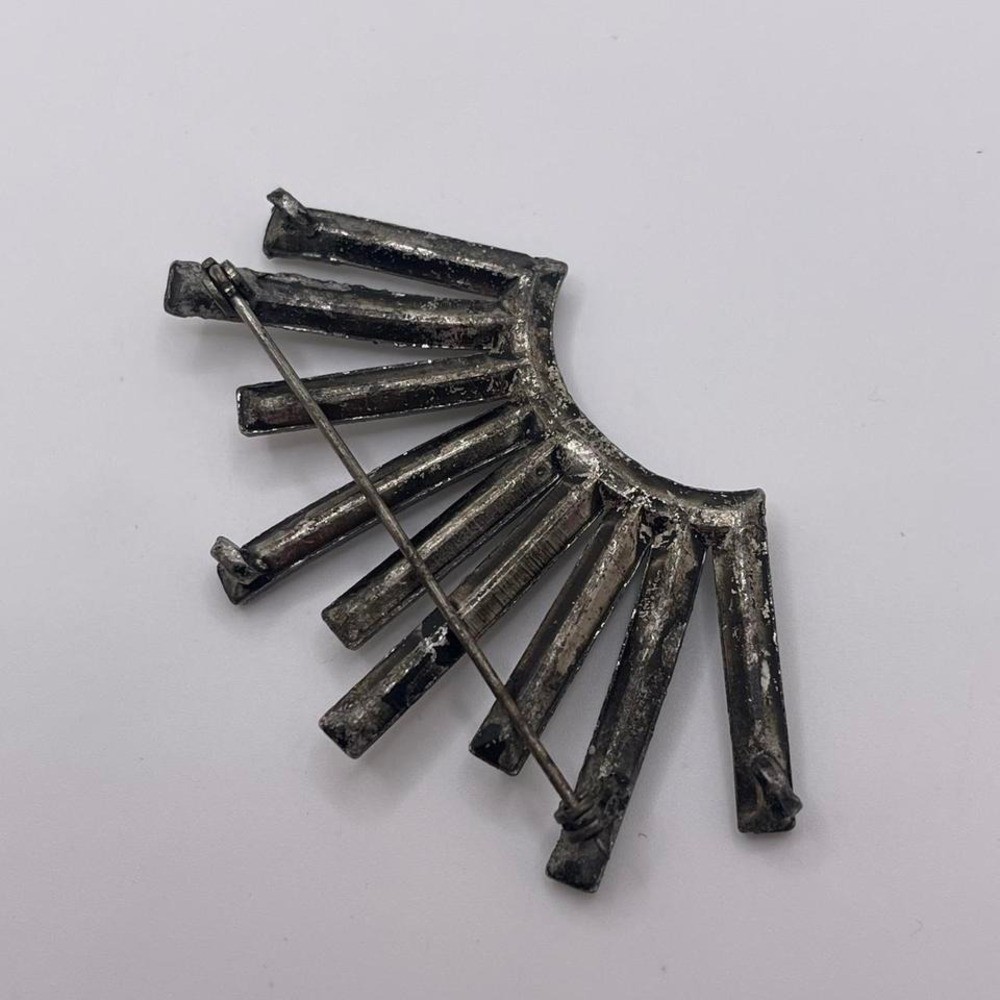 Antique Art Deco Pin Brooch circa 1920s Fan Shape Diamanté Old Hollywood