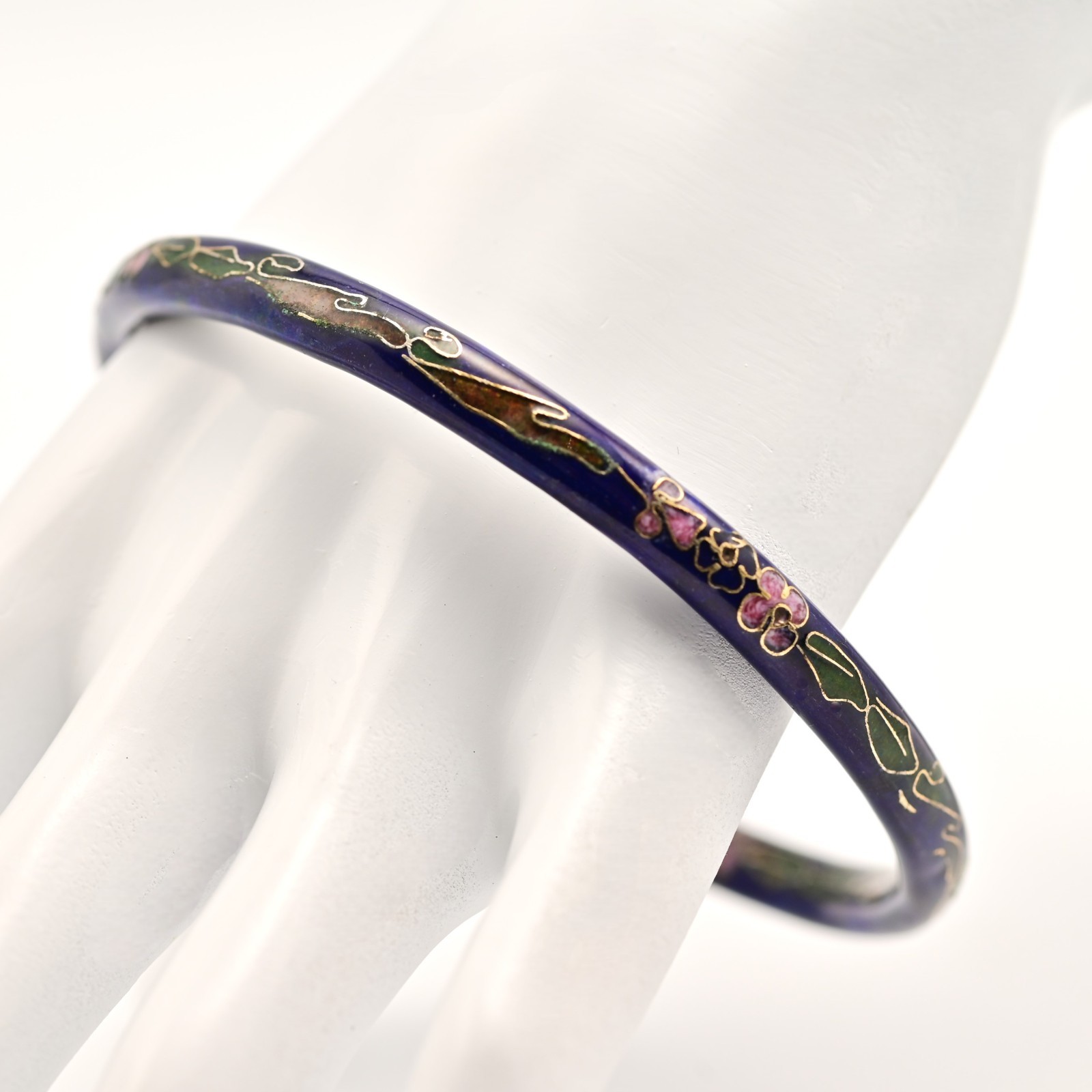 Chinese Vintage Original Enamel Cloisonne Asian Champleve Estate Bangle Bracelet