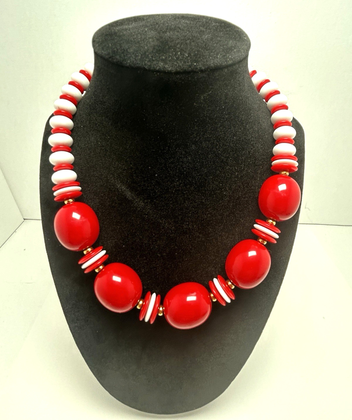 Vintage Signed Necklace Lot Monet Trifari Avon West Germany Red White Mod 4pc
