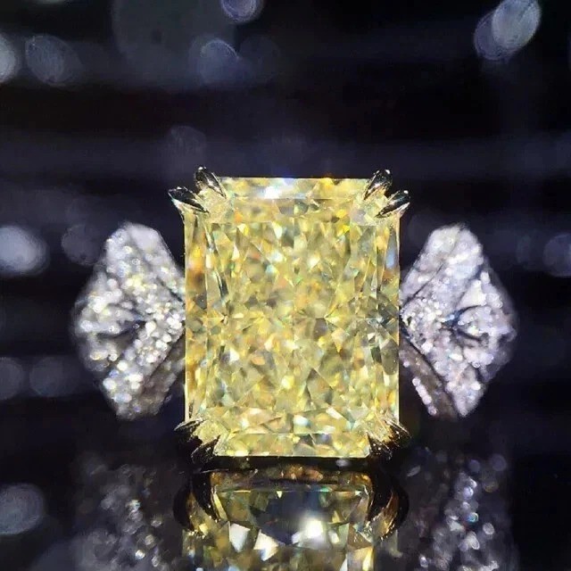 4.02Ct Emerald Cut Lab-Created Citrine Diamond Engagement 14K White Gold FN Ring