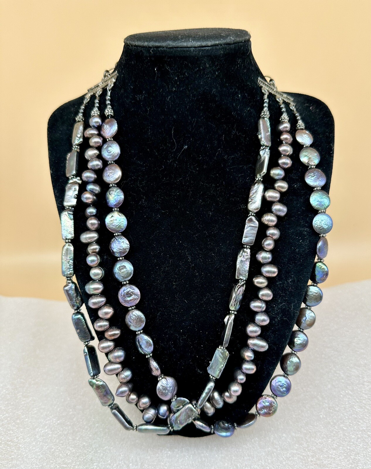 Vintage genuine pearls in different shapes And Tested Sterling Silver Chain