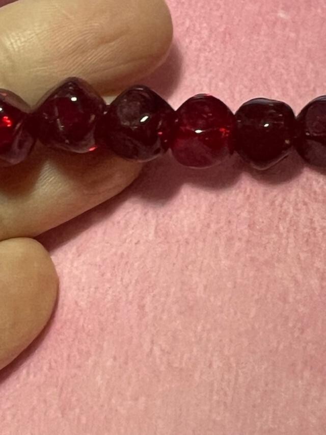 Vibrant Vintage Lester Joy Red Crackle Glass Necklace Art Glass 22 inches long