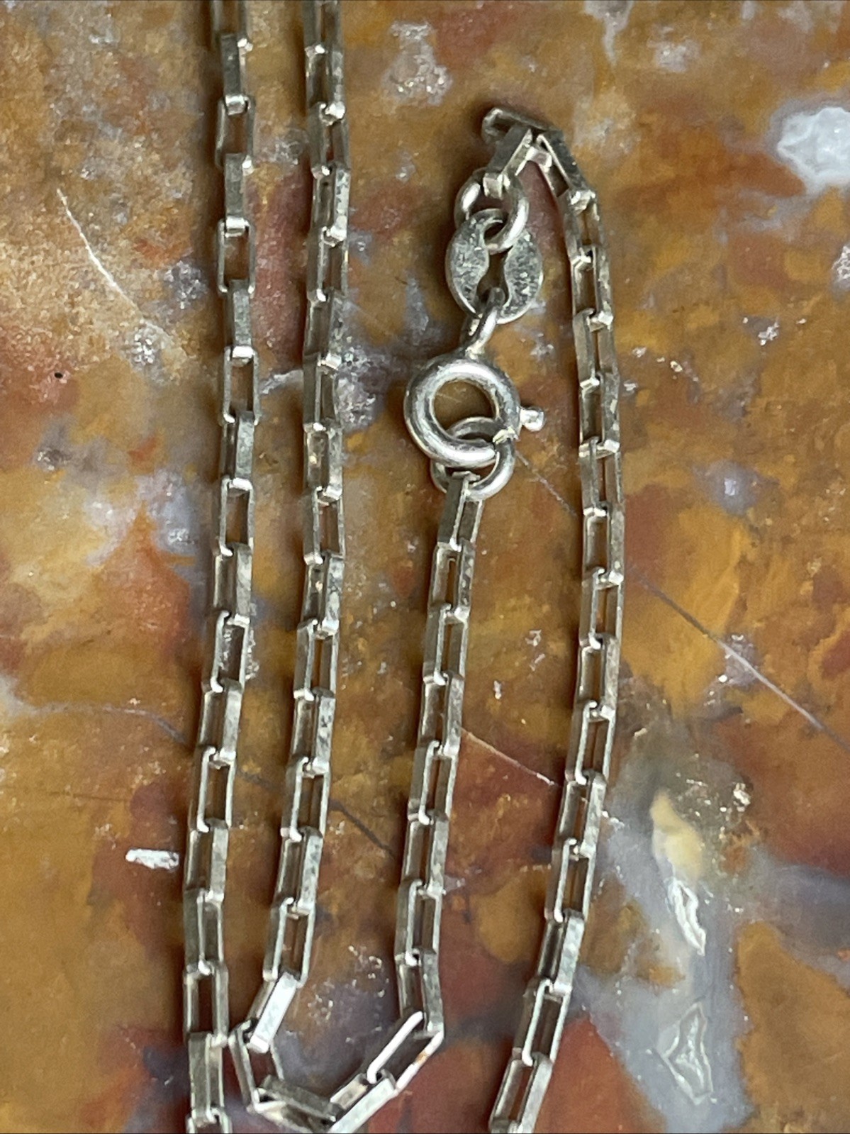 Vintage Sterling Silver Modernist Pendant Necklace 21”