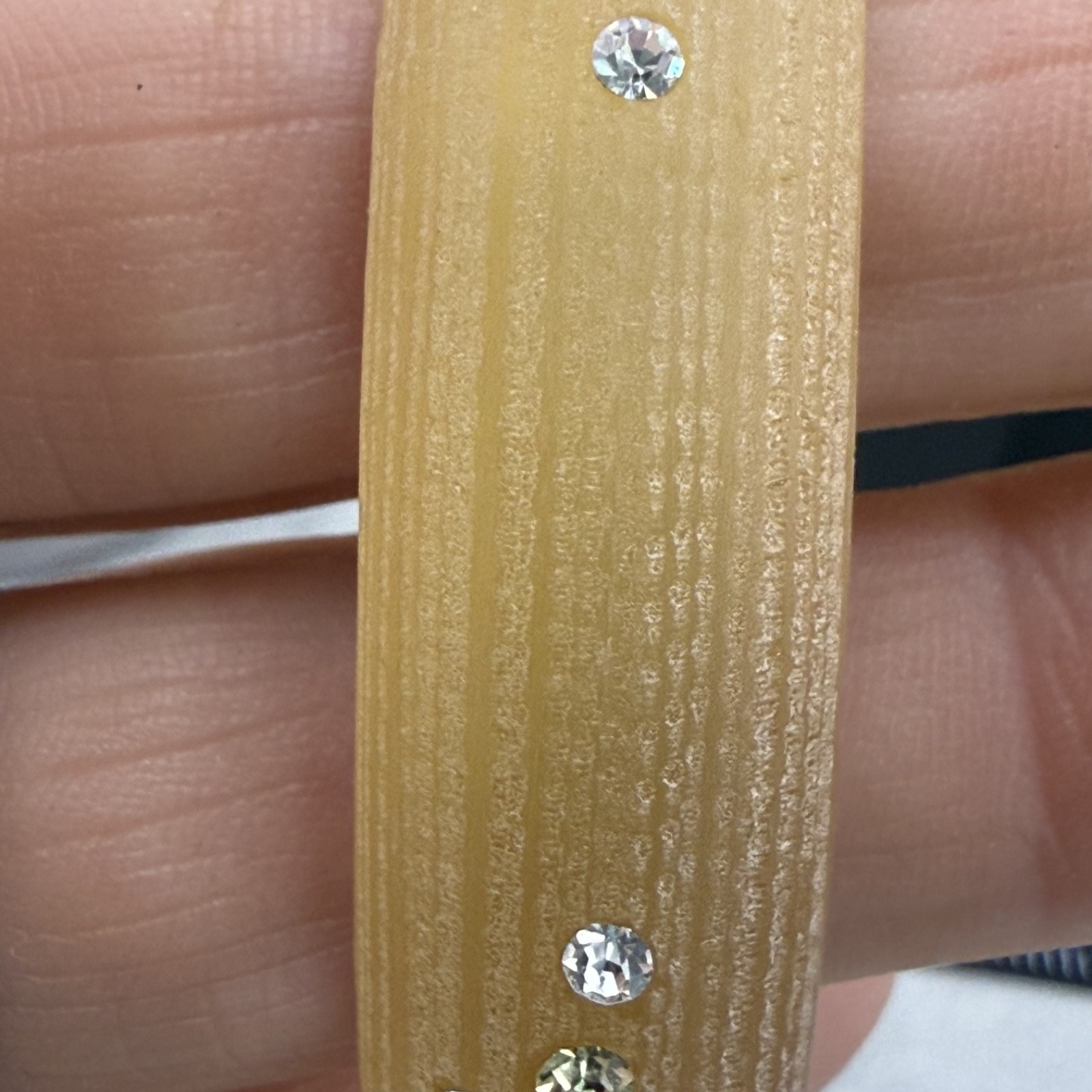 Vintage Lucite Bangle Bracelet Rhinestone 9”