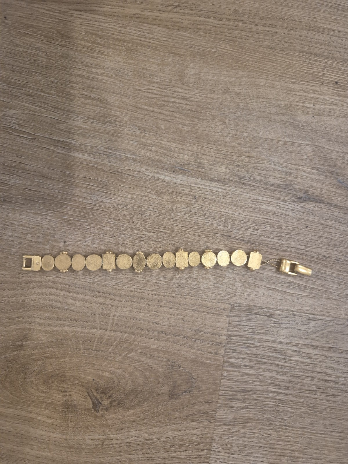 Vintage Gold Tone Coin Link Bracelet Greek Roman Style