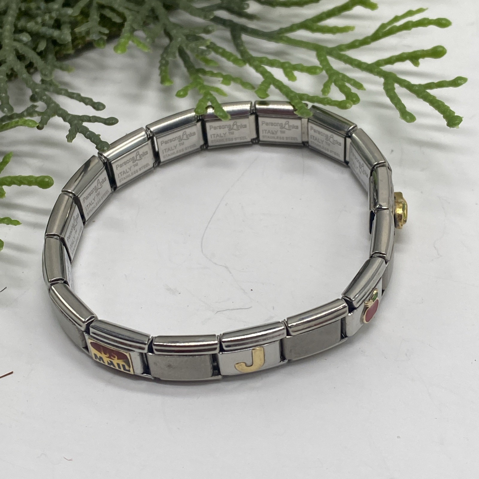 Vintage Italy Persona Links Stainless Steel 18K Uberry Links Expansion Bracelet