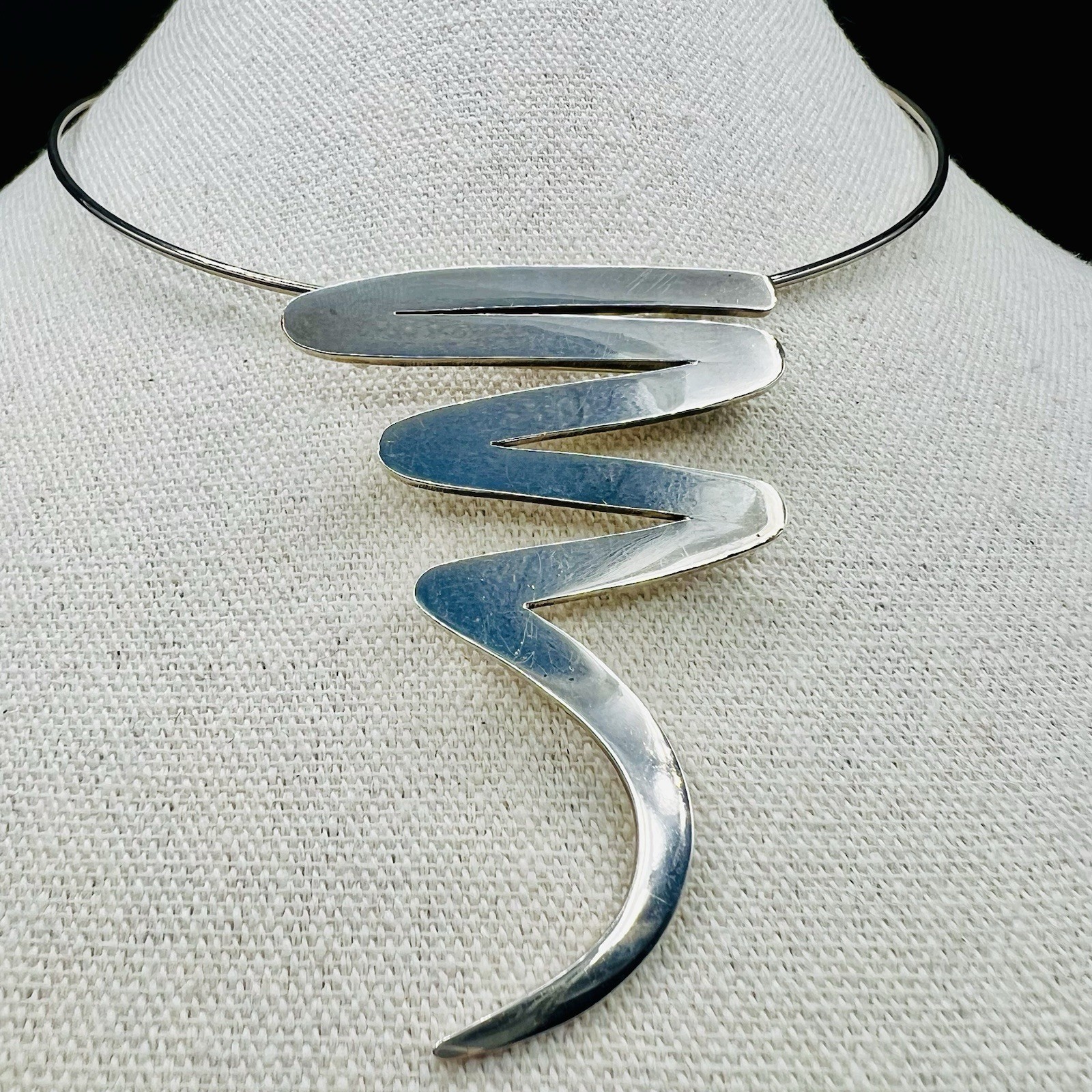 Vintage Mexico TM-248 925 Sterling Modernist Brooch Pendant Necklace Convertible