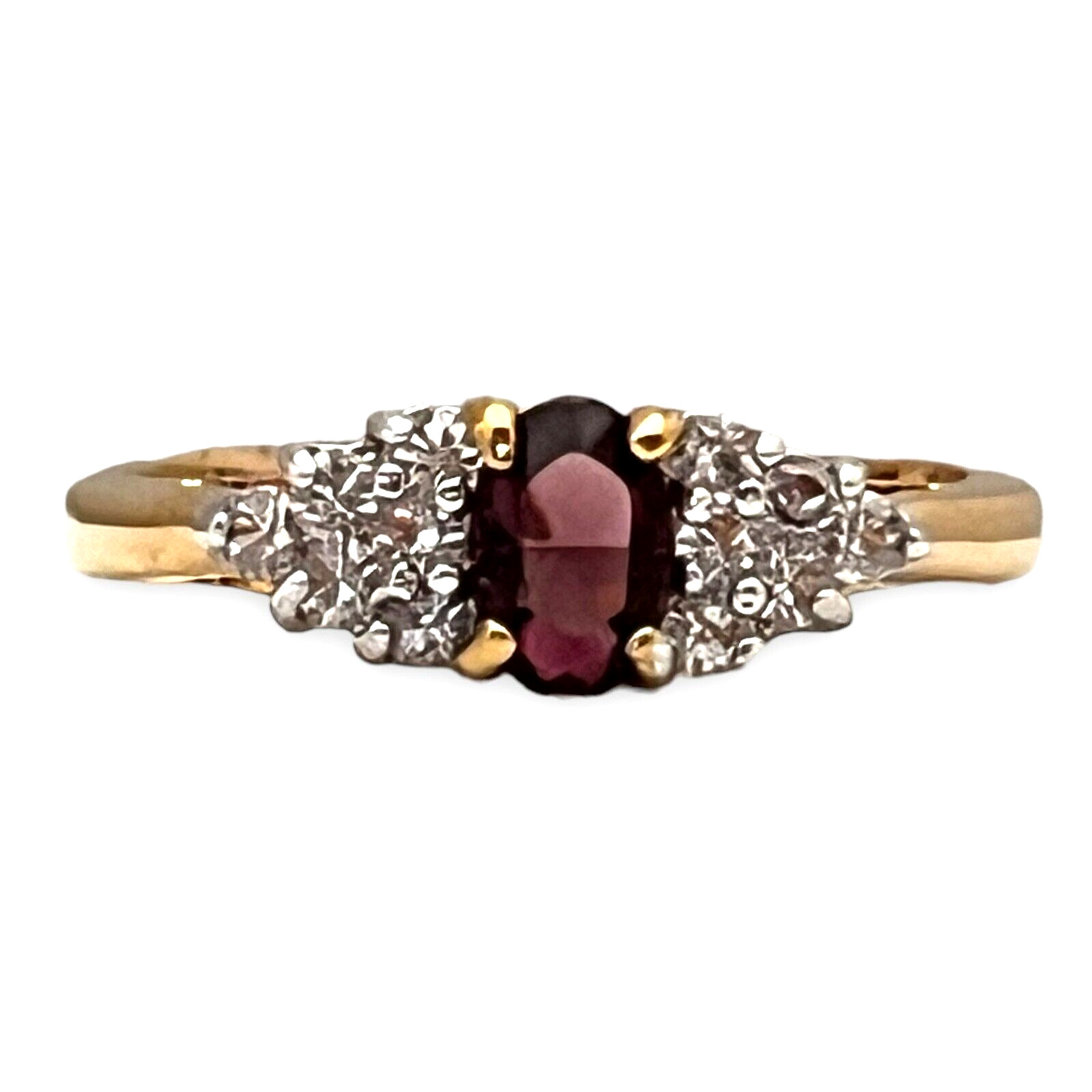 Vintage 1970s Ring Size 6 Purple CZ Cluster Prong Set Gold Plated – 14Z
