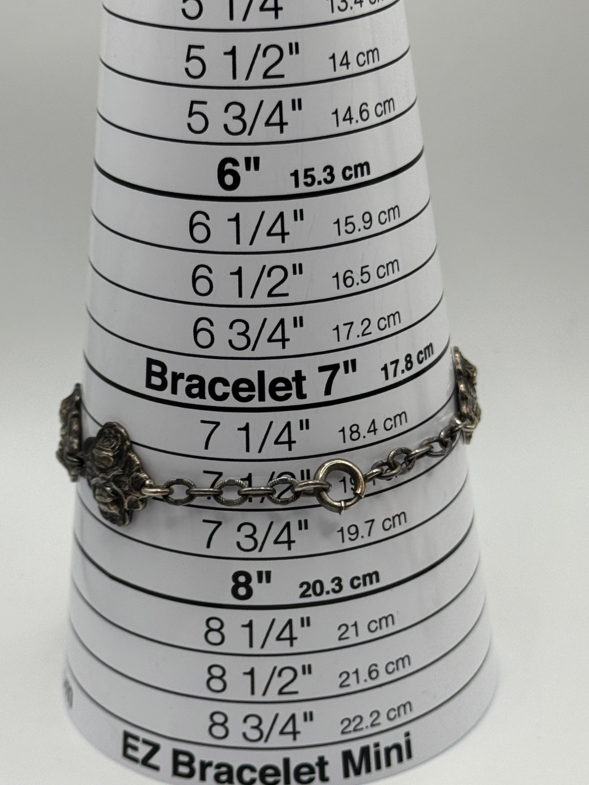 Vintage HVH Sterling Silver Rosary Catholic Saints Rose Panel Link Bracelet