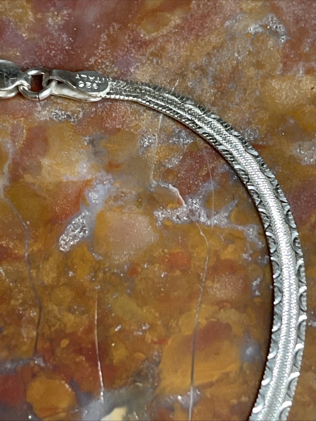 Vintage Italy Sterling Silver Textured Bracelet 7.25”