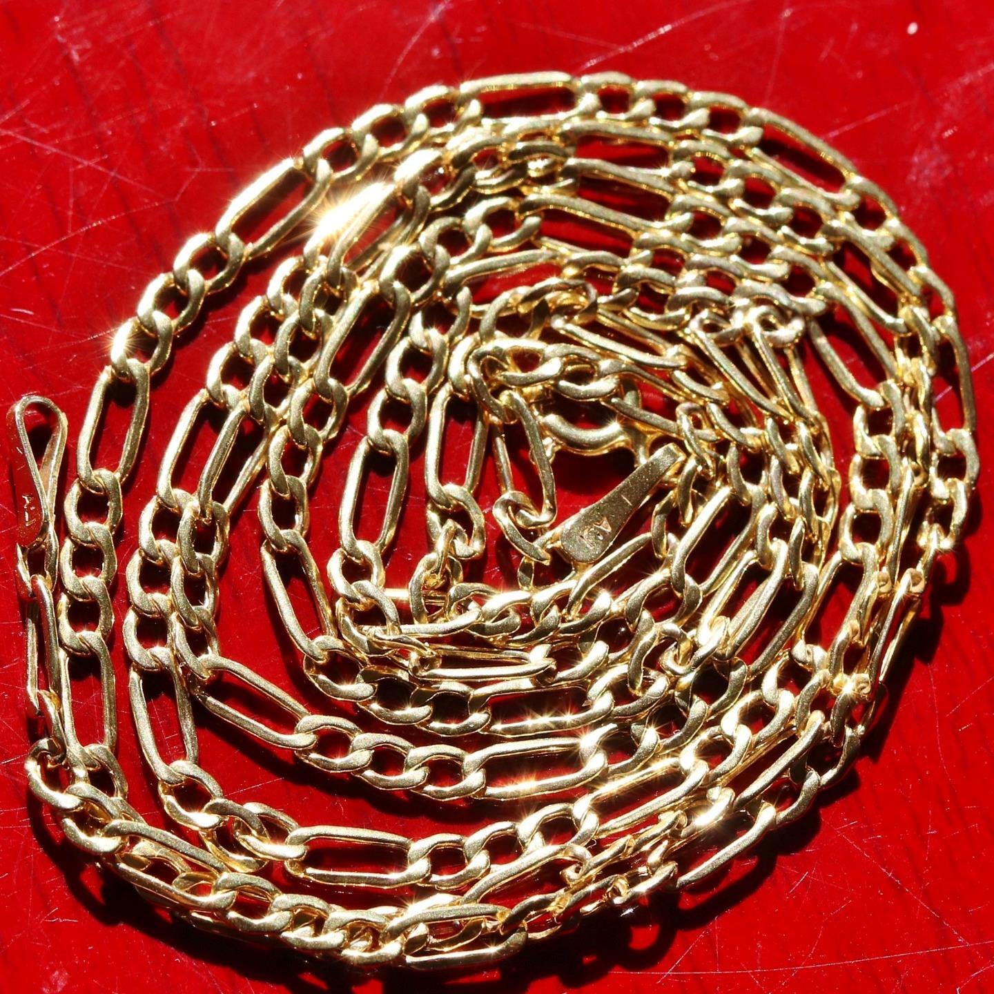 10k yellow gold necklace 24.0″ Figaro link chain vintage handmade 2.23gr