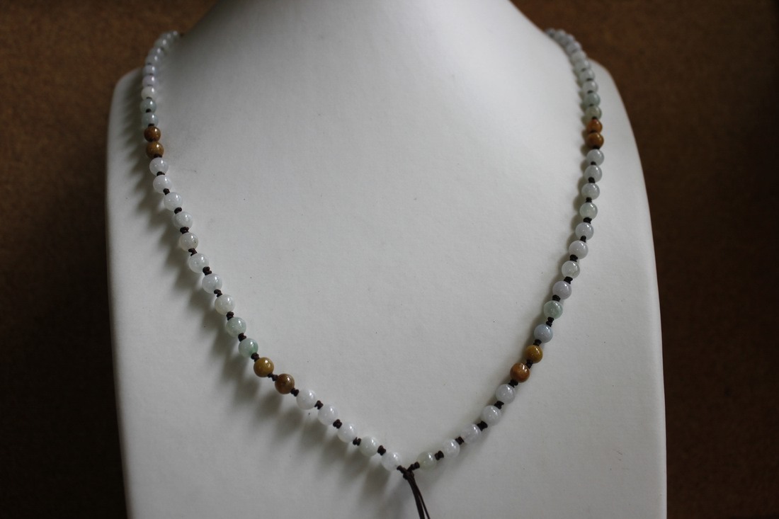 Hand Knotted String JADE Beads Necklace Thread Charm Pendant Jewelry Making #113