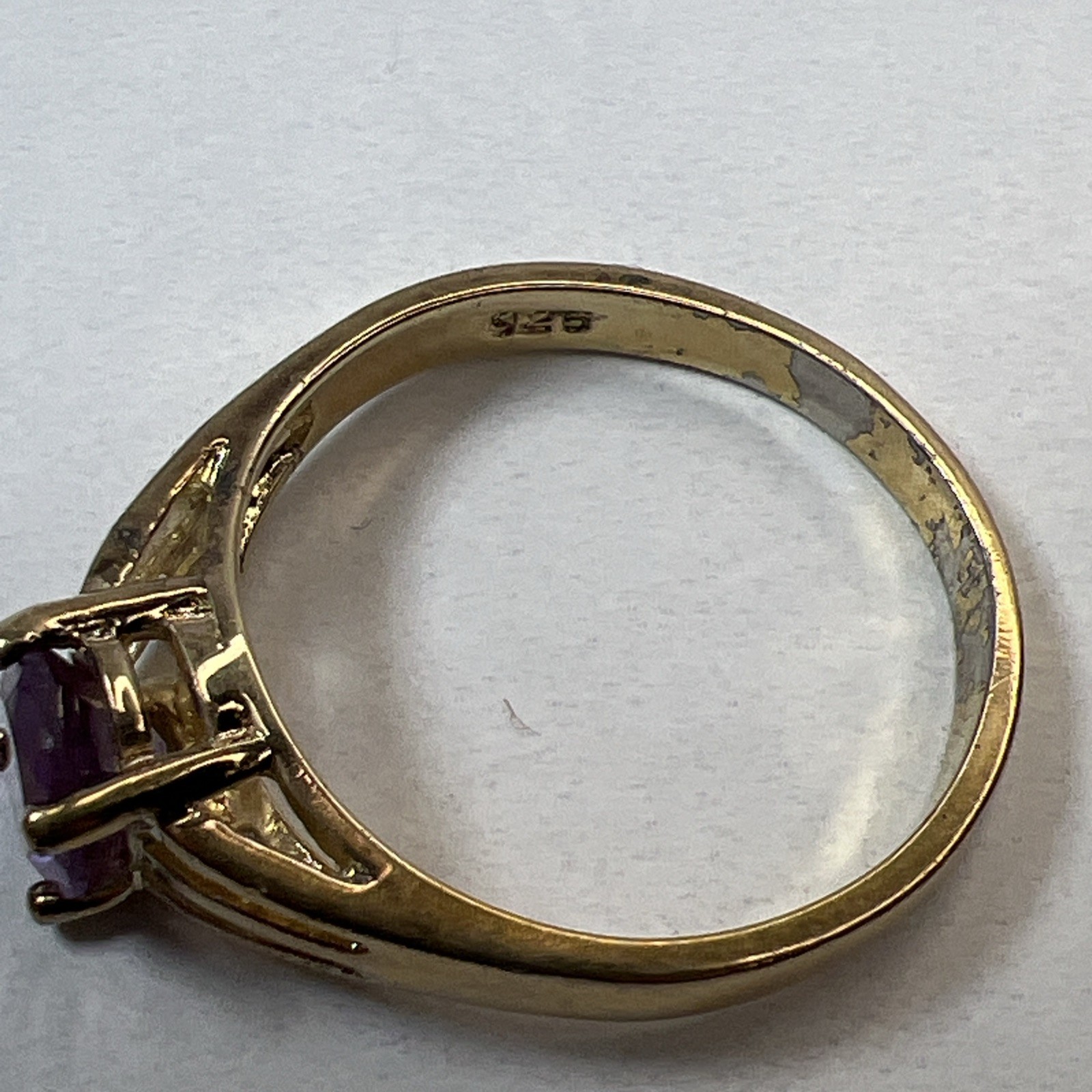Gold Vermeil Sterling Silver Purple Sapphire Ring Size 8.25