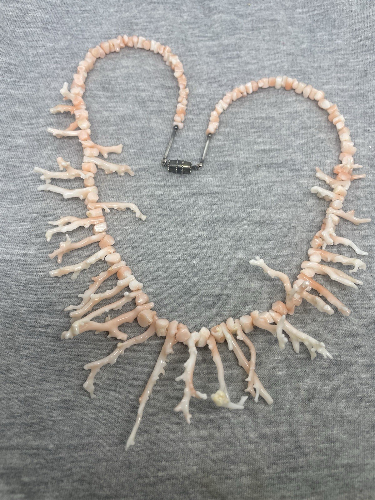 Vintage Genuine Pink Angel Skin Coral Branch Collar 18” Necklace