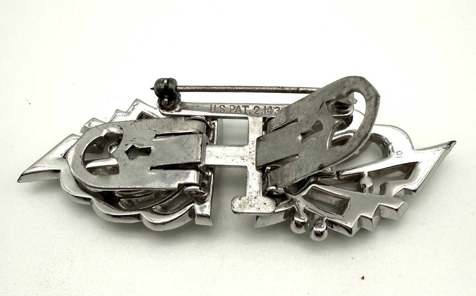 Vintage Art Deco /Retro–Deco Duette Coro Rhinestone Brooch/Pin– Patent 2143538