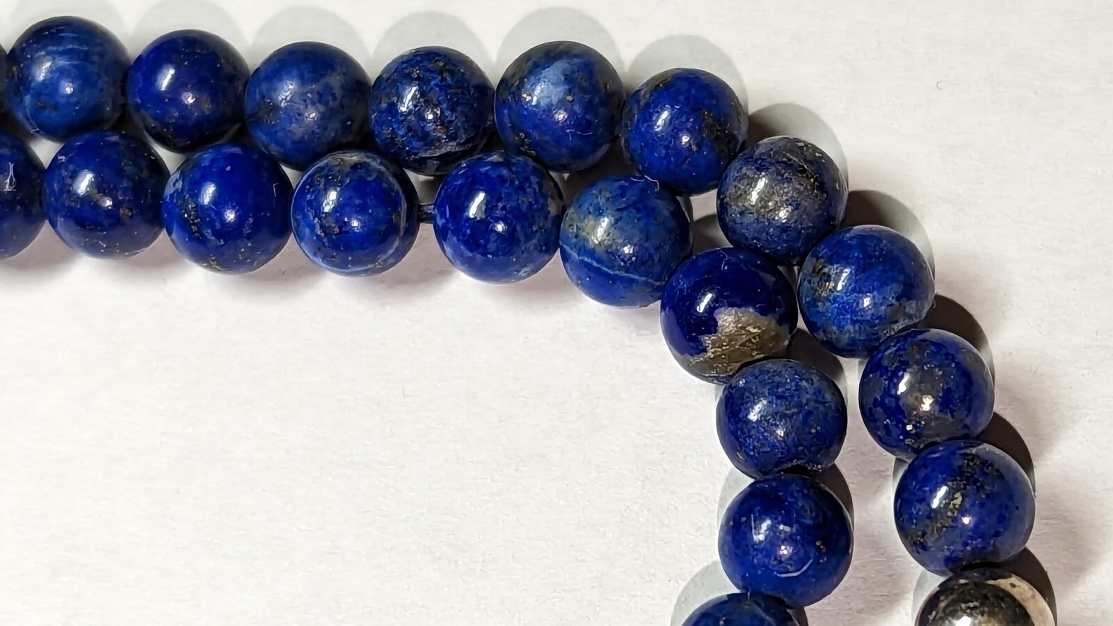 VINTAGE LAPIS LAZULI NECKLACE ABOUT 22 1/2″ LONG STERLING SILVER HALLMARKED