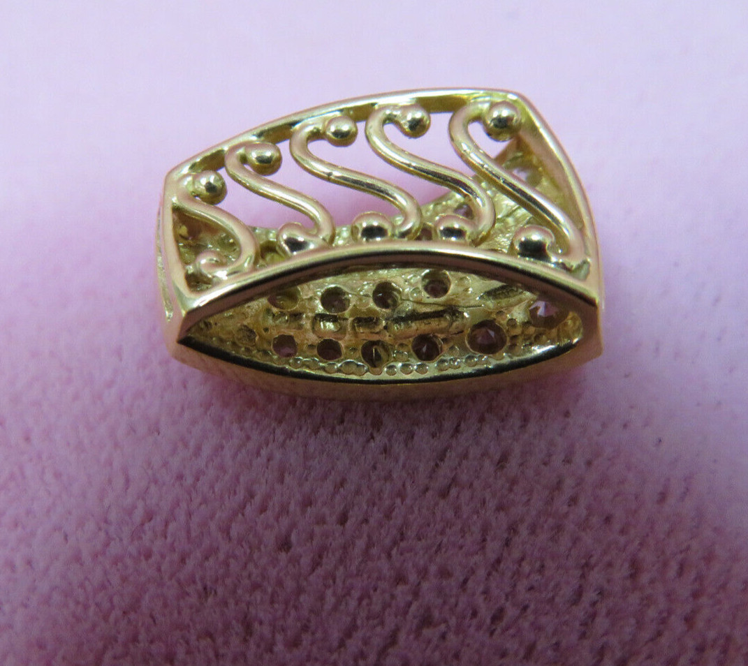 14K Solid Y. Gold Cubic Zirconia CZ Pendant Slide Charm 3.26 Grams