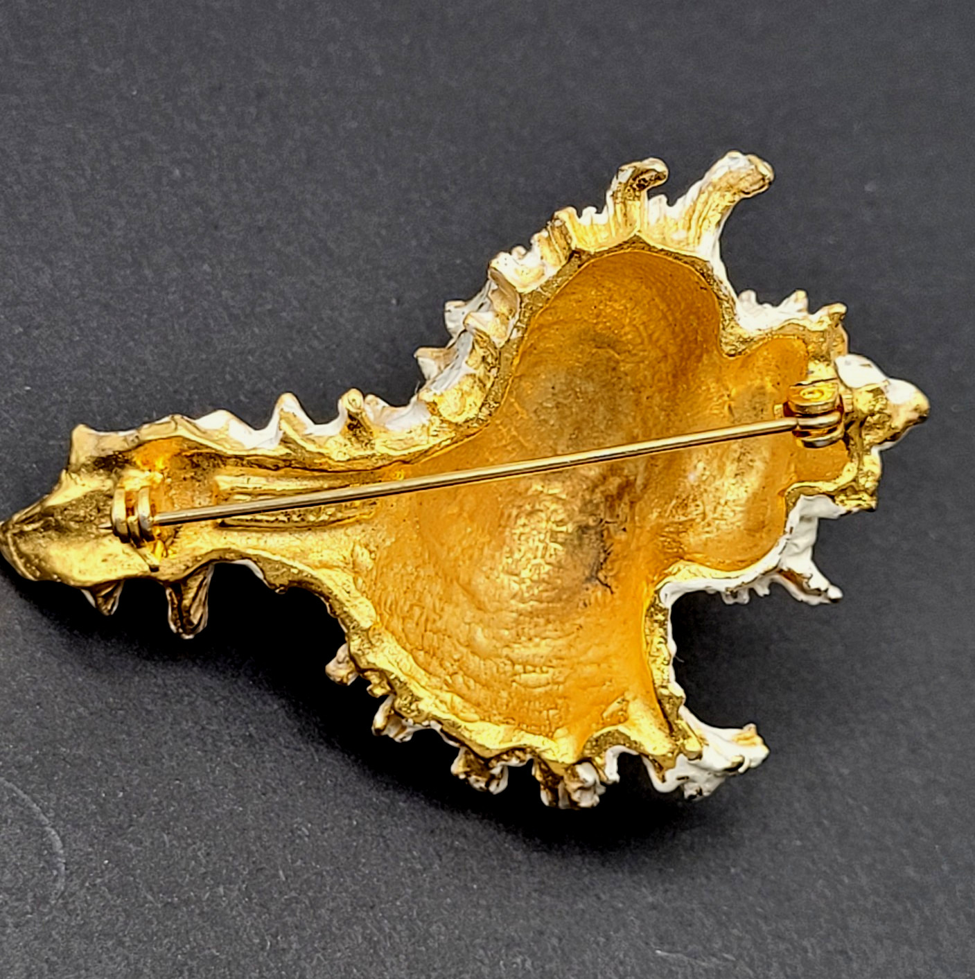 Zentall Gilded Branched Ramose Murex Spiked Conch Vintage Brooch Pin Rare