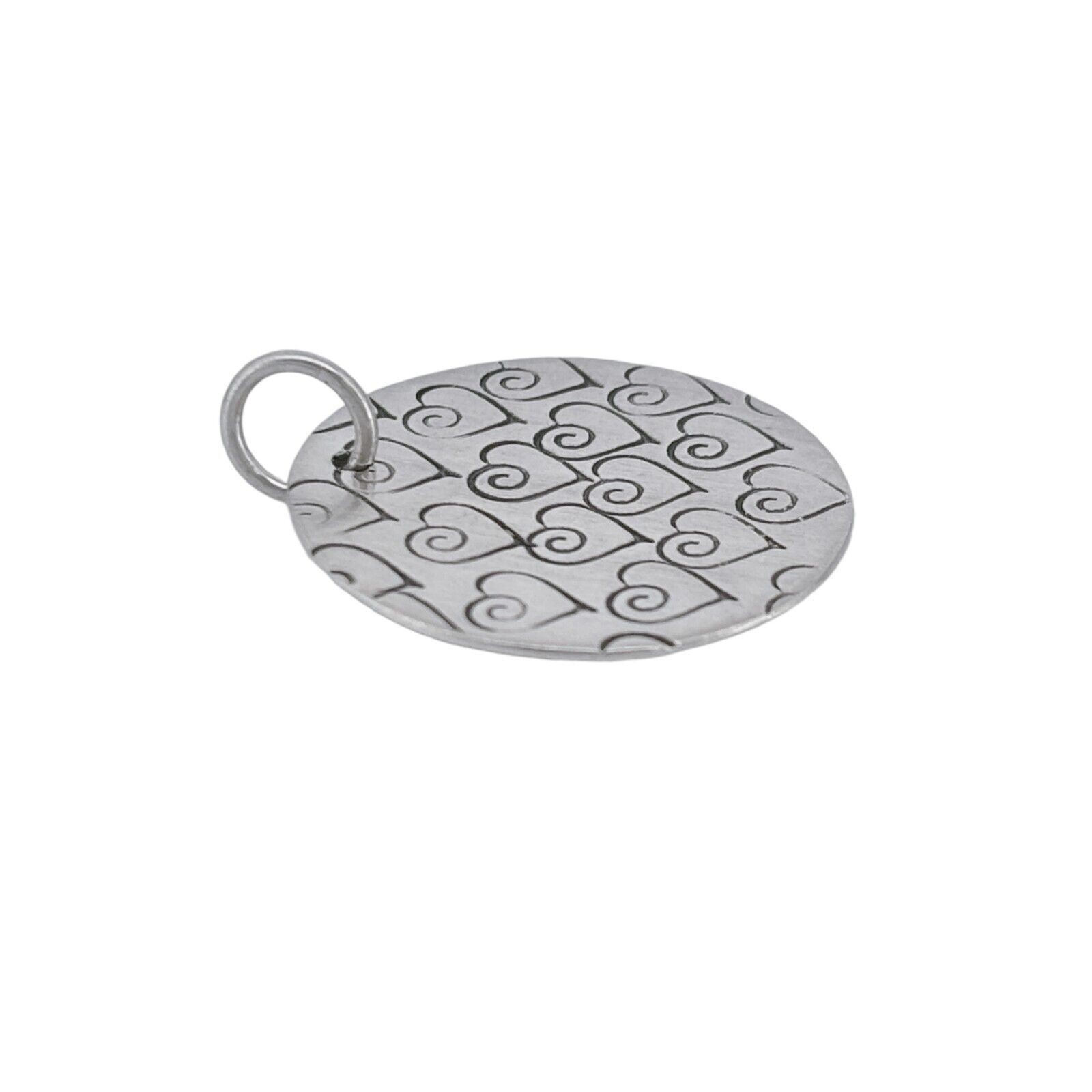 Vintage Sterling Silver 925 Round Heart Pattern Pendant