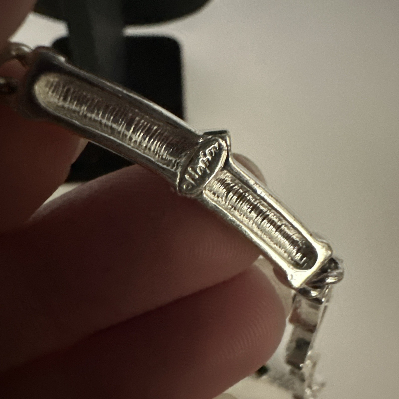 Vintage Napier Silver Tone With Black And Clear Rhinestones