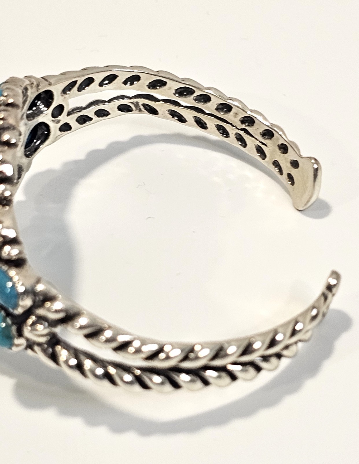 Carolyn Pollack sterling silver turquoise cluster cuff bracelet Relios signed
