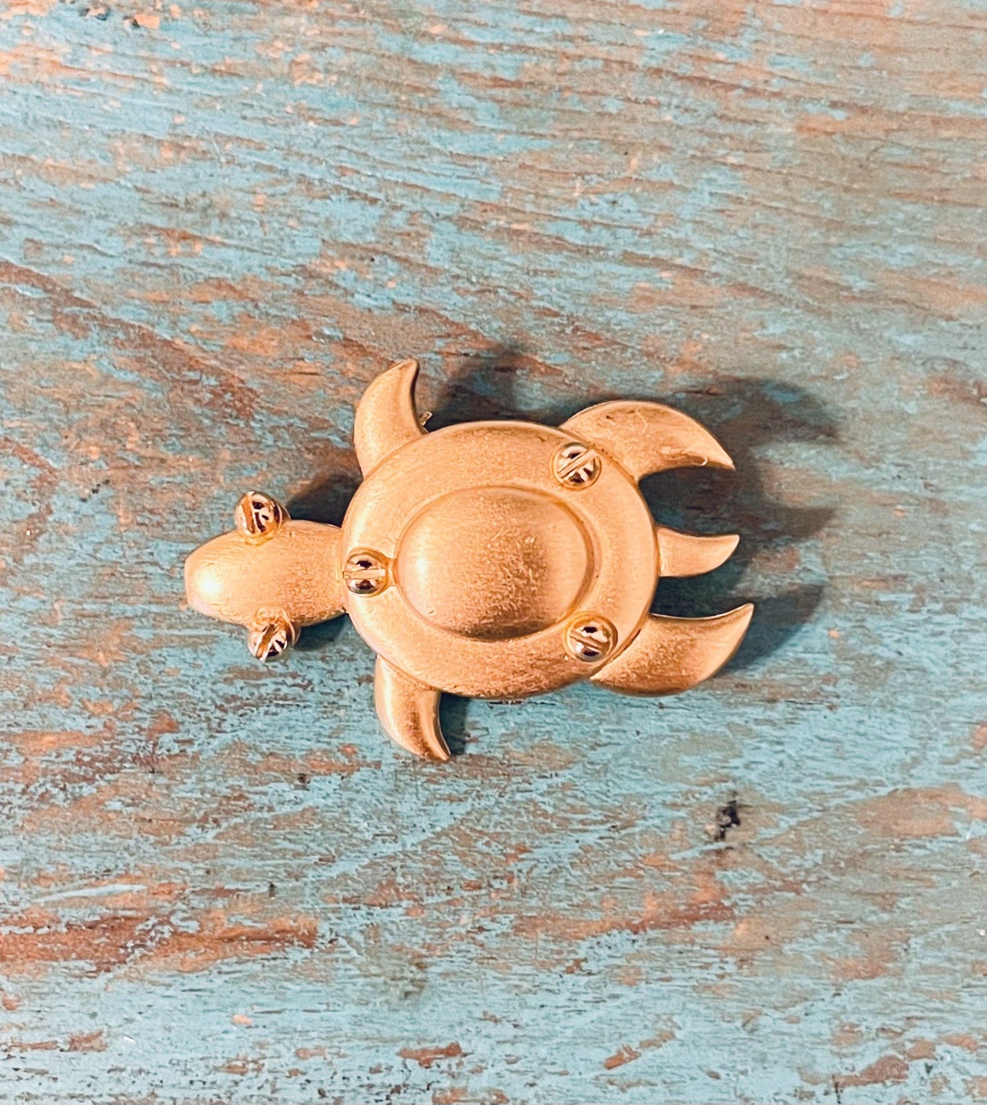 Vintage Signed Trifari Turtle Brooch Gold Tone Collectible Costume Jewelry
