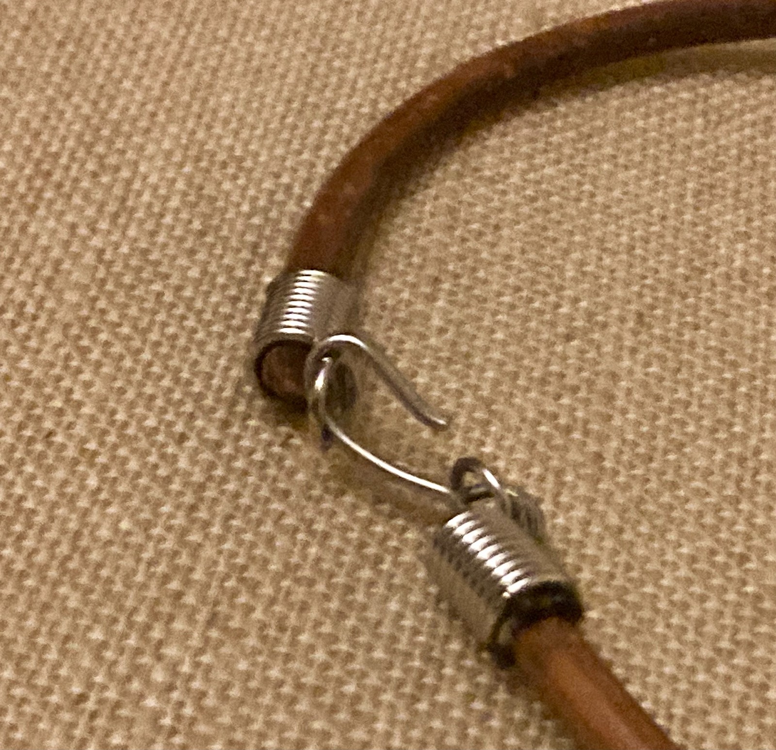 Vintage Artisan Necklace Leather Cord 14″ Choker Ethnic Tribal