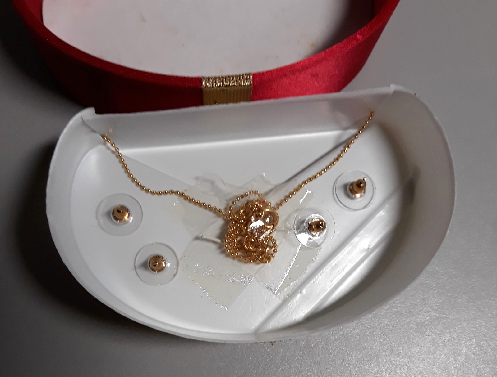 Vintage Austrian Crystal & Pearl Necklace Set w/ 2 Pairs Earrings Gold Tone NIB
