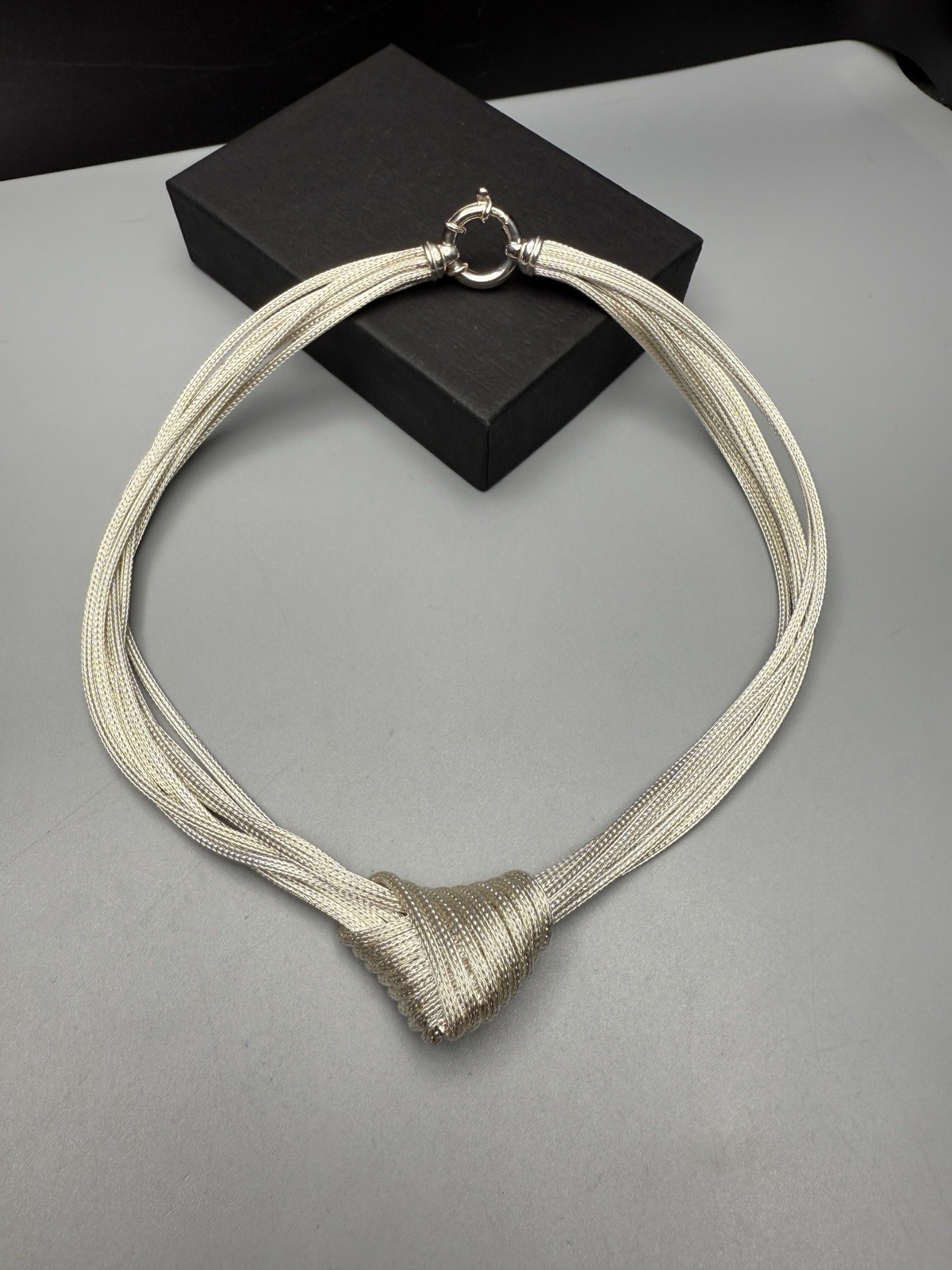 925 Sterling Silver Necklace Woven Knot Eight Strand Wheat Chain 16” 50g Choker