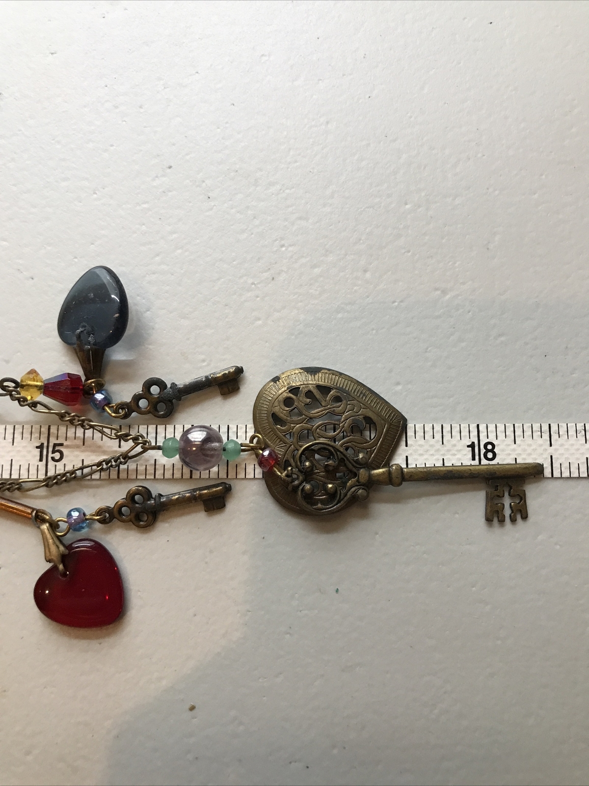 Vintage Glass Works Studio Brass & Glass Charms in Multi Colors Necklace 10