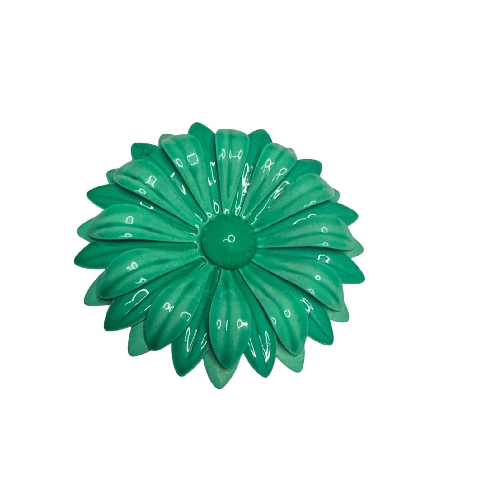 Vintage Green Enamel Flower Brooch Daisy Retro Mid Century Costume Jewelry Pin