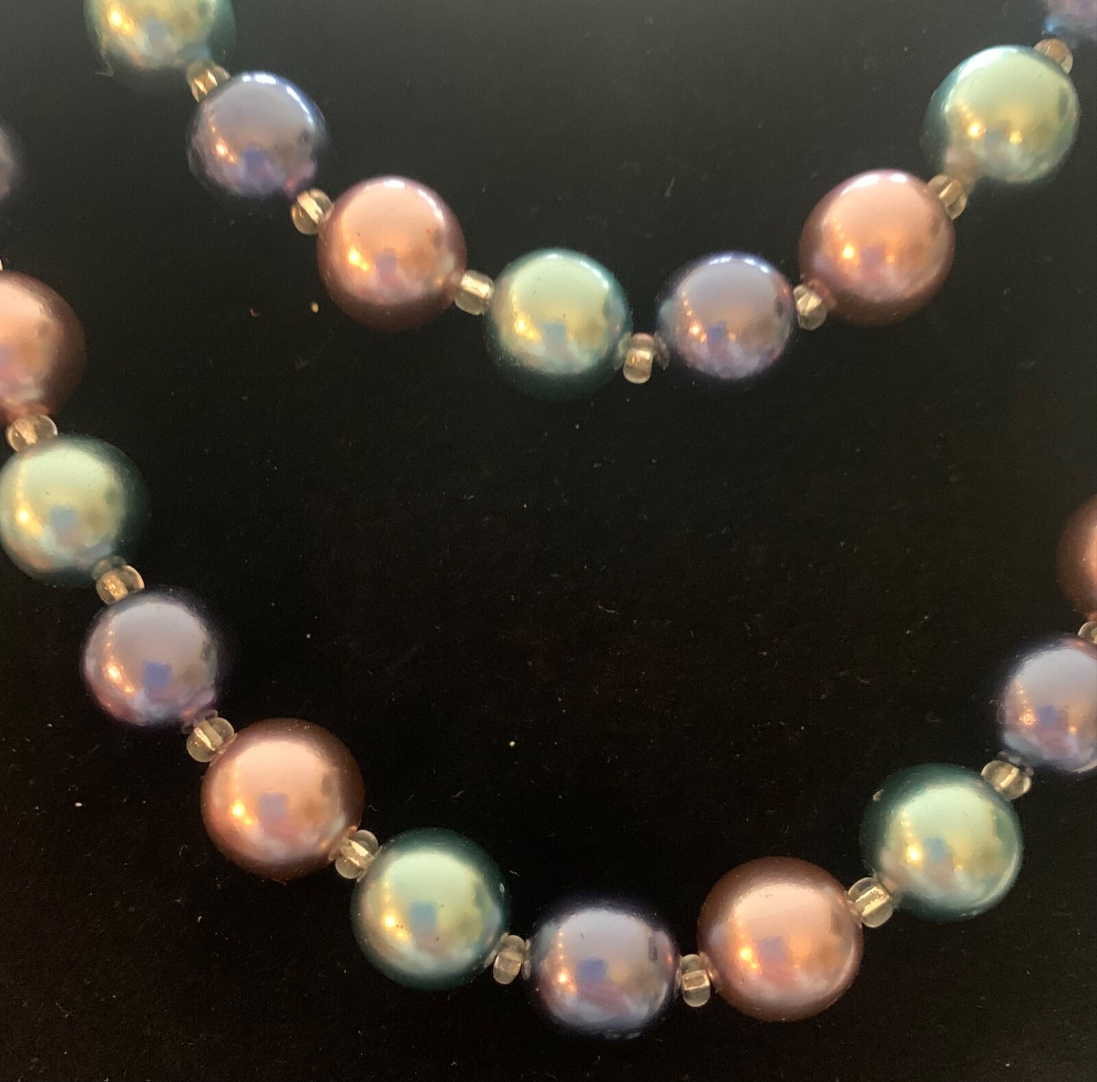 VINTAGE JOAN RIVERS Multi-Color Pastel Pearl Bead Strand Long Necklace