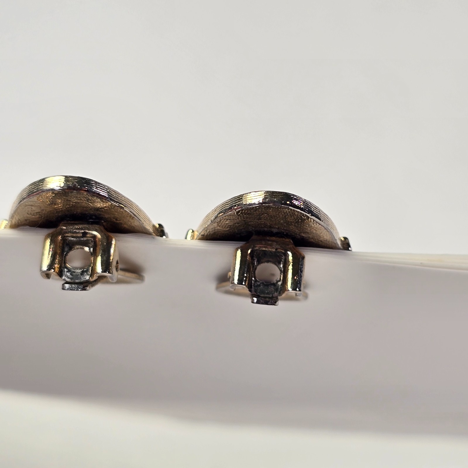 Vintage Gold Tone Filigree Oval Clip On Earrings Patent 2733491 Mid Century