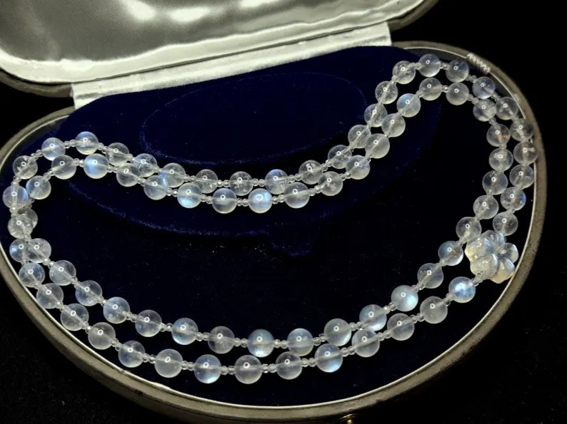 necklace moonstone rock crystal Art Deco style