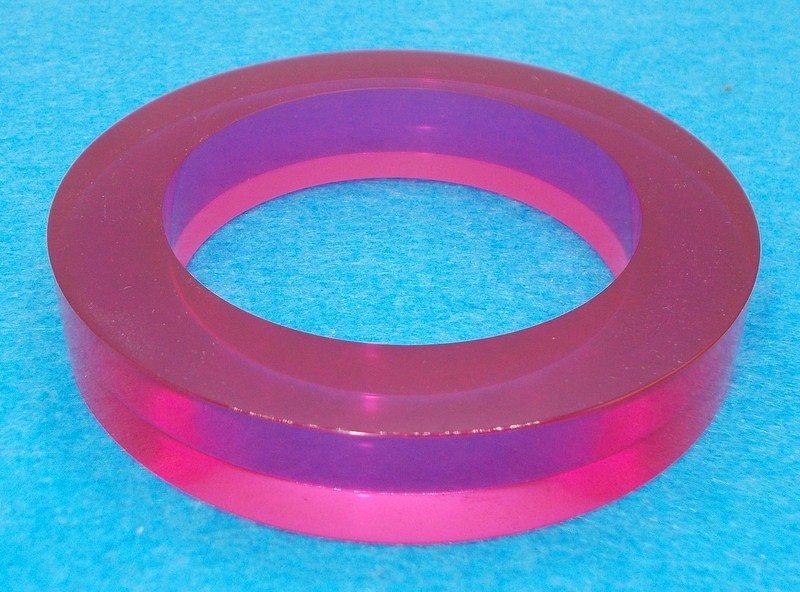 Vintage Clear Hot Pink Lucite Chunky Bangle Bracelet 1990s Designer 5/8″ Wide