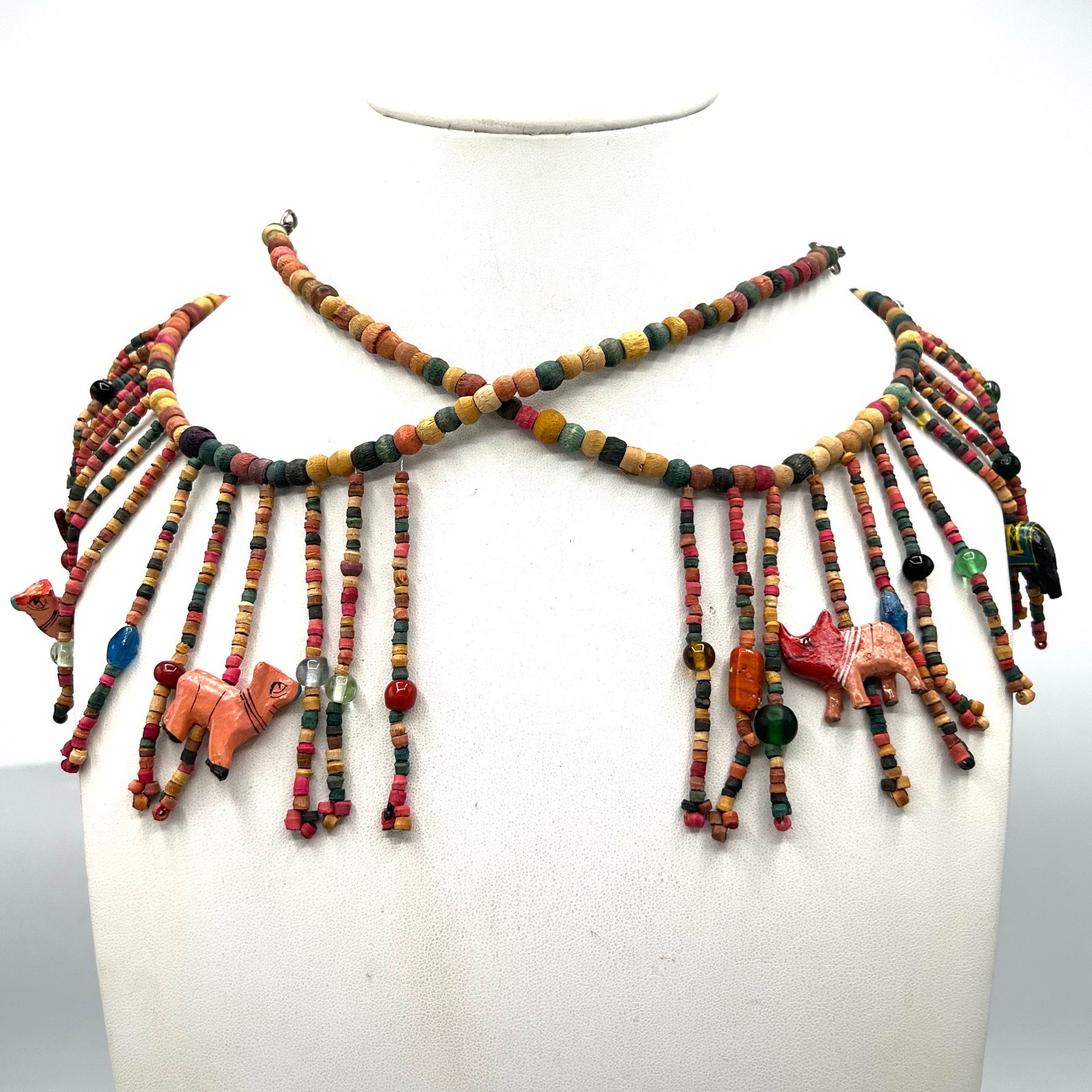 Long Artisan Beaded Animal Necklace with Colorful Fringe – Global Folk Inspired