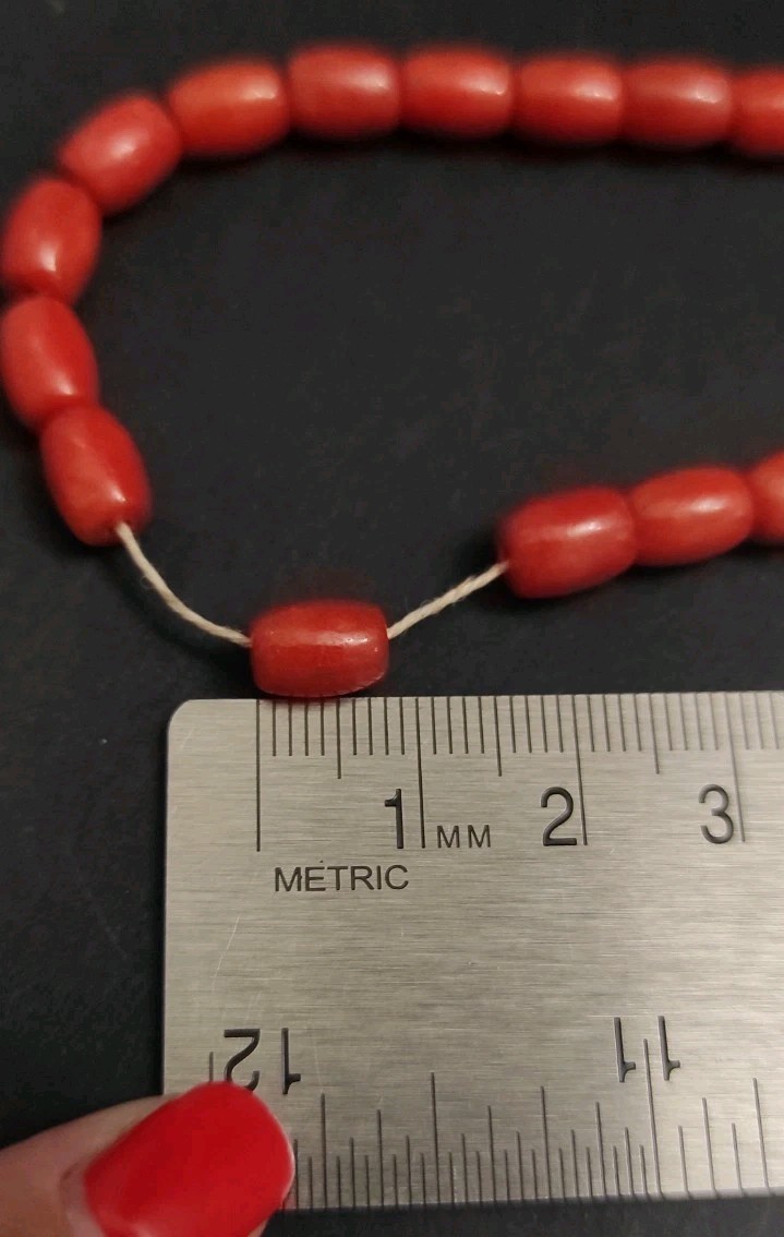 DELIGHTFUL, ANTIQUE, CARVED REAL CORAL BEAD NECKLACE 26,4g